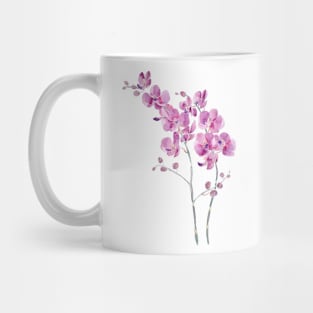 pinkish purple orchid flowers watercolor and ink Mug